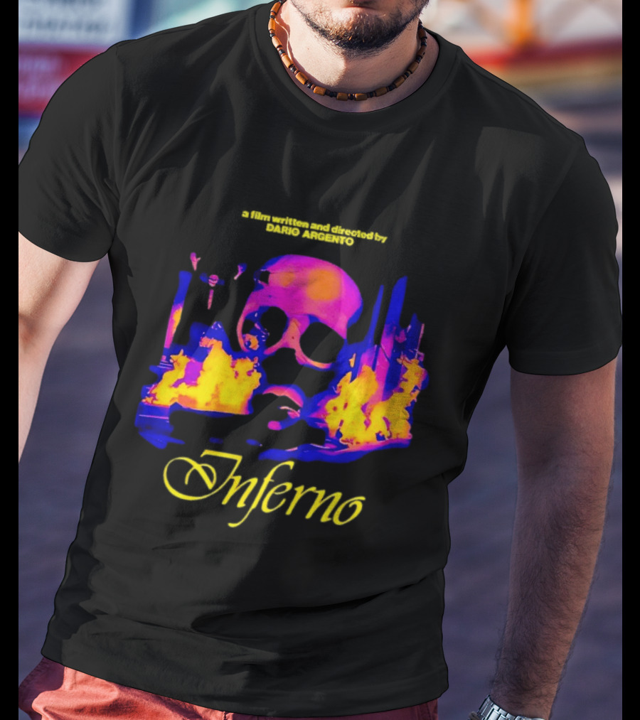 Inferno 80s Horror Skull Flames Psychedelic T-Shirt