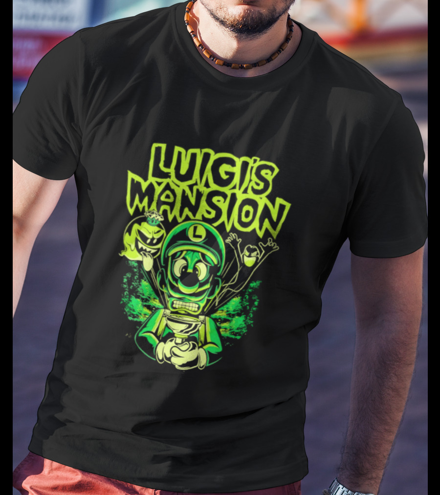 Luigi's Mansion Mario Game Character Neon Ghost T-Shirt