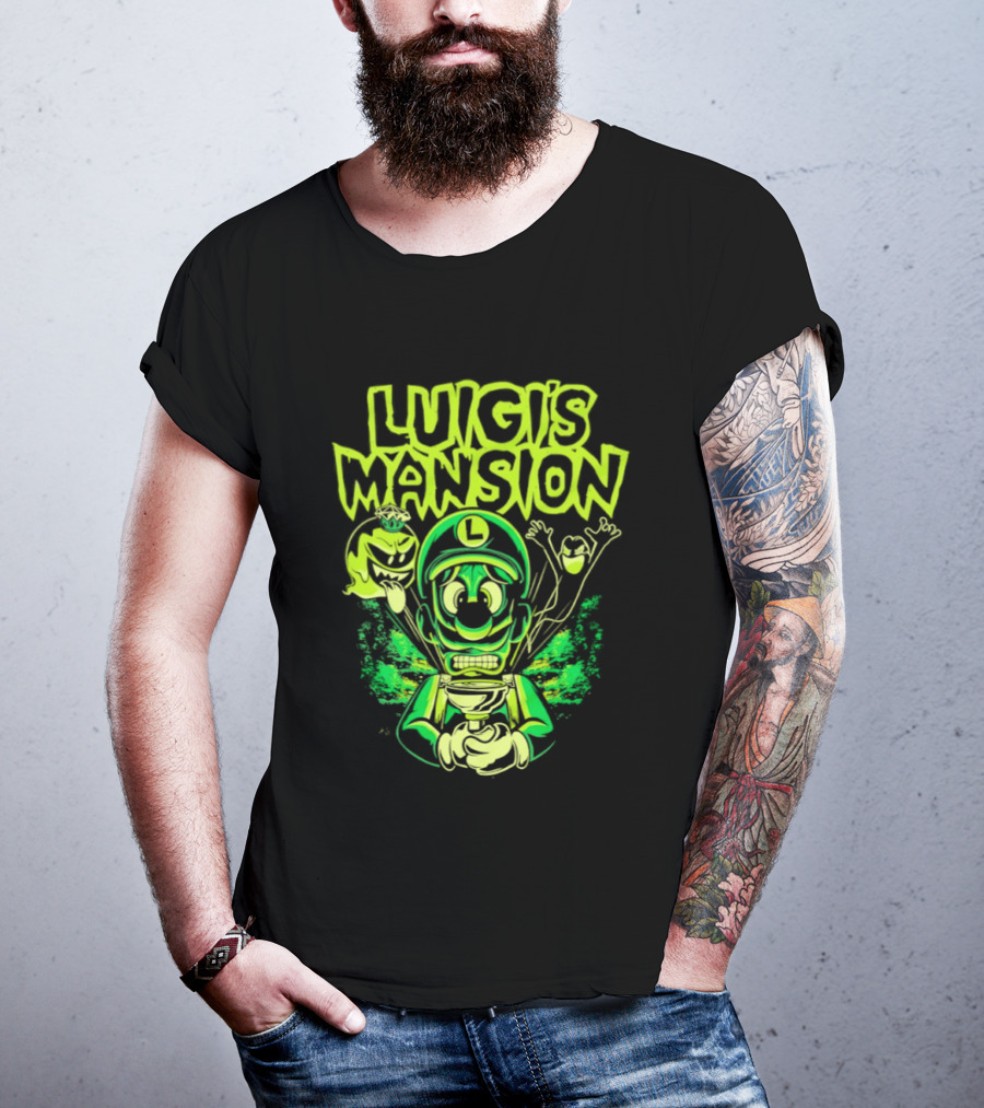 Luigi's Mansion Mario Game Character Neon Ghost T-Shirt