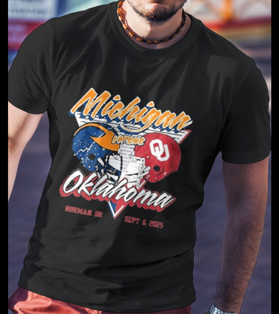 Michigan Wolverines Vs Oklahoma Sooners Football Gameday 2025 Norman SEPT 6 Sports Rivalry T-Shirt