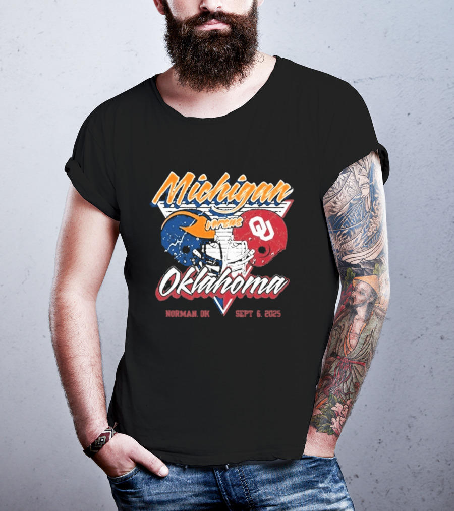 Michigan Wolverines Vs Oklahoma Sooners Football Gameday 2025 Norman SEPT 6 Sports Rivalry T-Shirt