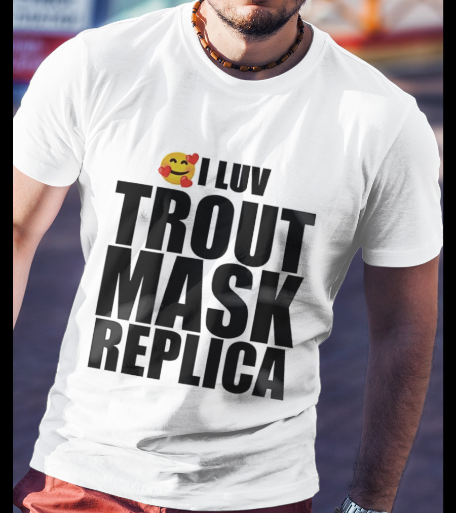 I Luv Trout Mask Replica Emoji Hearts T-Shirt
