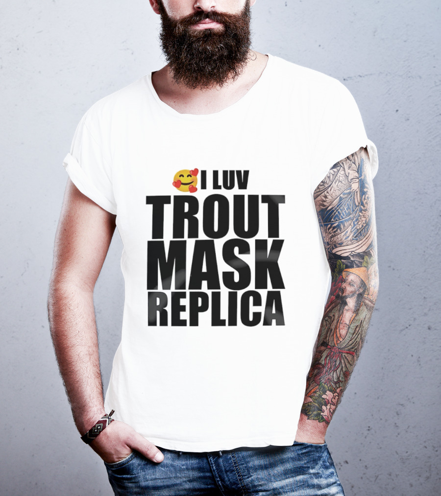 I Luv Trout Mask Replica Emoji Hearts T-Shirt