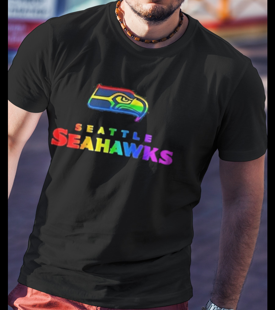 Seattle Seahawks Rainbow Pride NFL Team Logo LGBTQ+ T-Shirt