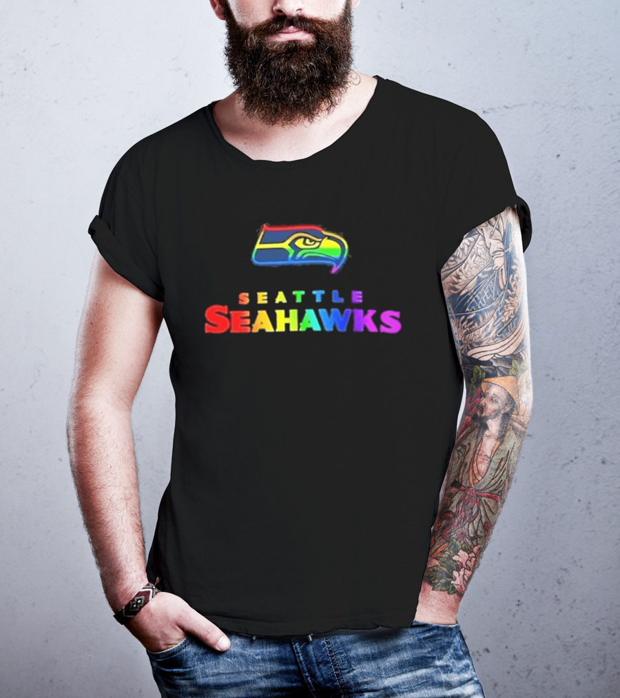 Seattle Seahawks Rainbow Pride NFL Team Logo LGBTQ+ T-Shirt