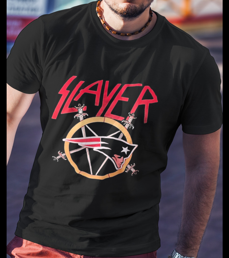Slayer New England Patriots Collaboration Merchandising T-Shirt