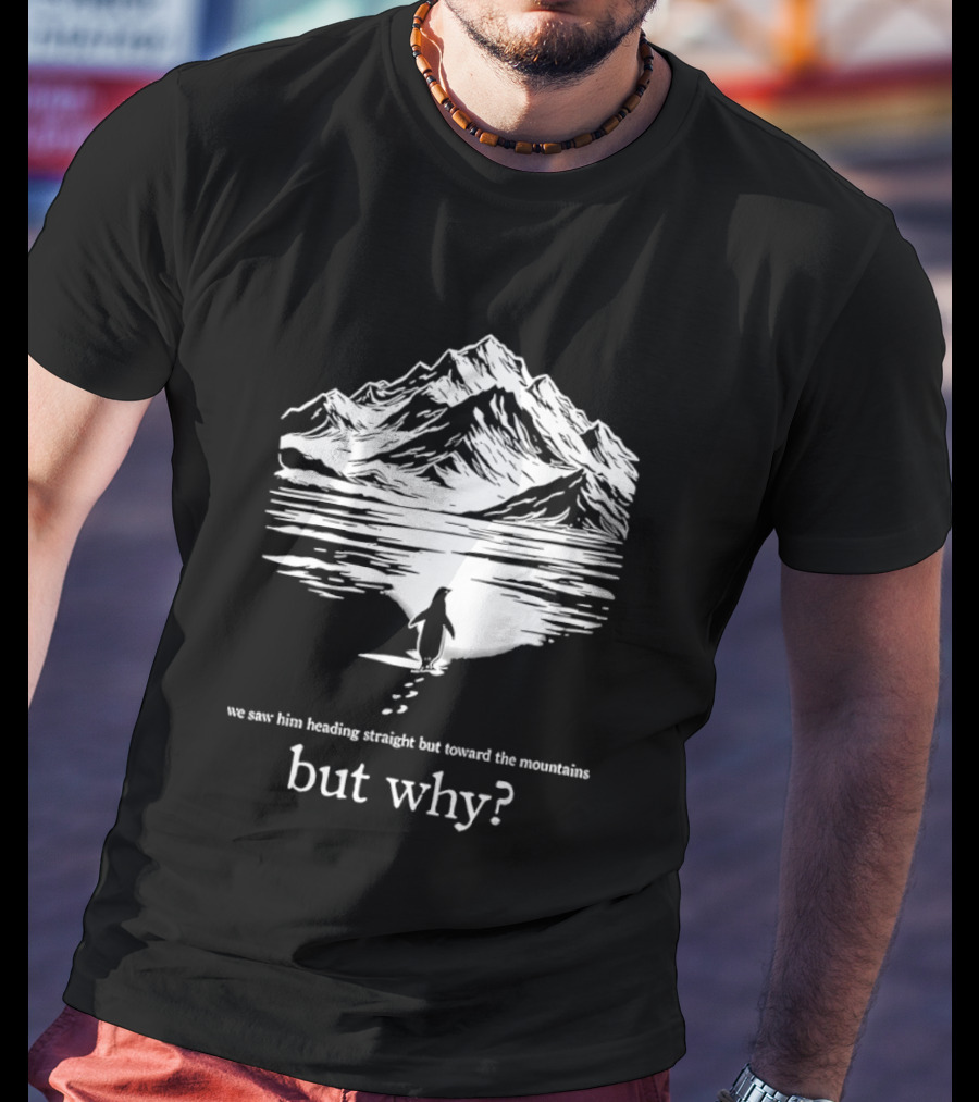 We Saw Him Heading Straight Toward The Mountains But Why? T-Shirt