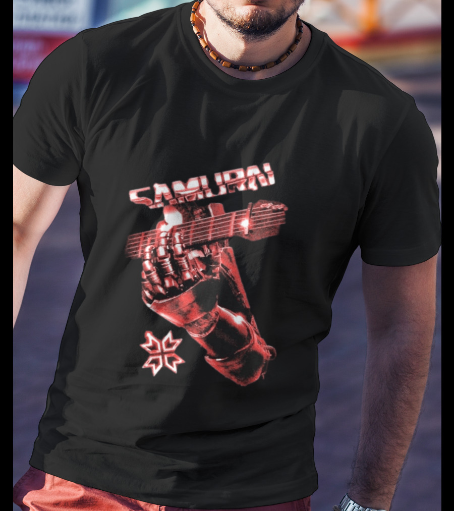 Samurai Cyberpunk 2077 Metallic Hand Guitar T-Shirt