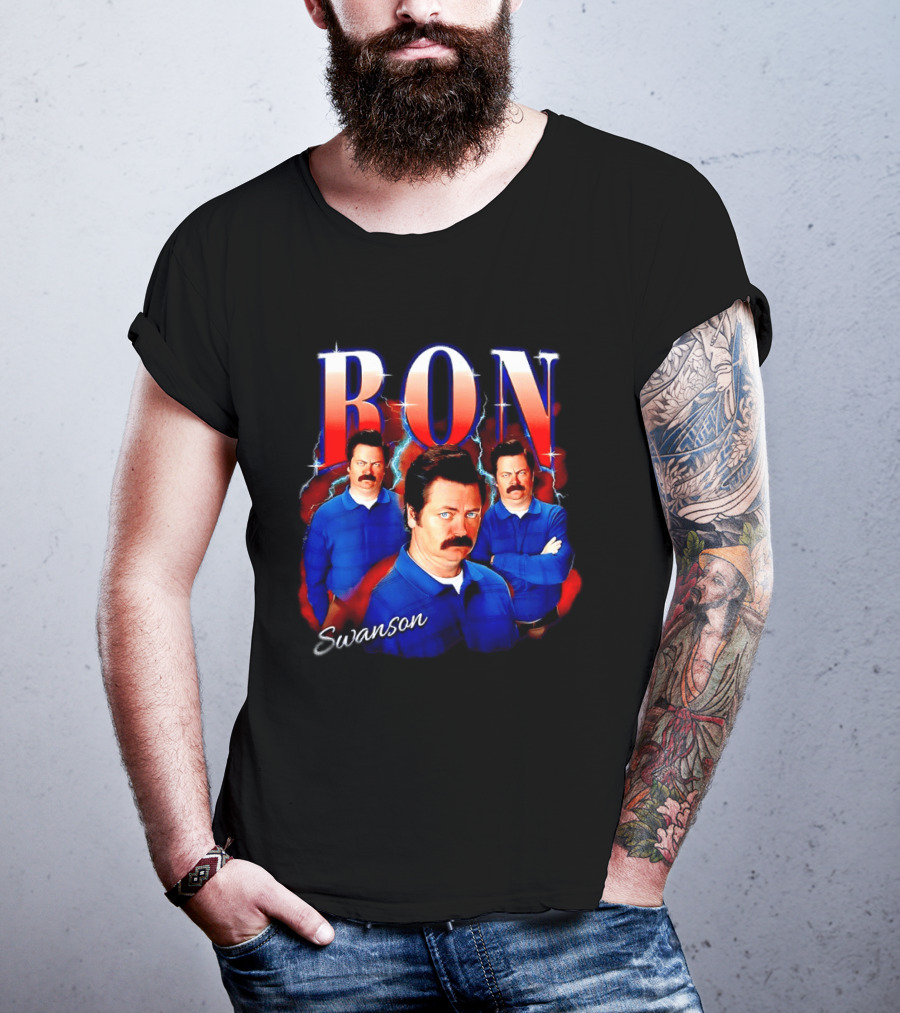 Parks And Recreation Ron Swanson Hearthrob Character Collage T-Shirt