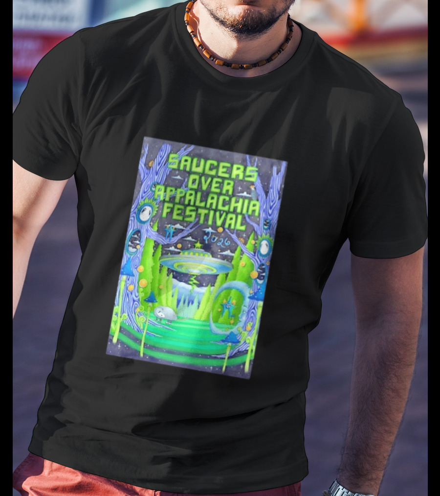 Saucers Over Appalachia Festival 2026 UFO Theme Bristol VA Jun 13 Forest Aliens T-Shirt