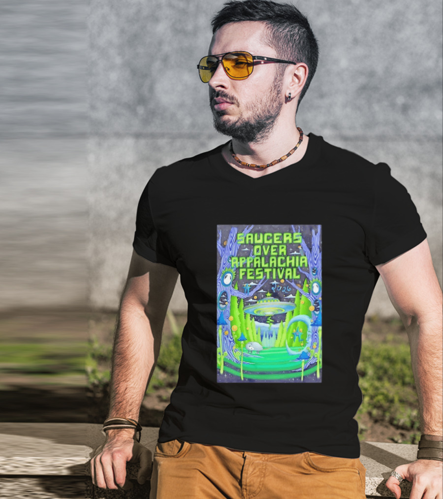 Saucers Over Appalachia Festival 2026 UFO Theme Bristol VA Jun 13 Forest Aliens T-Shirt
