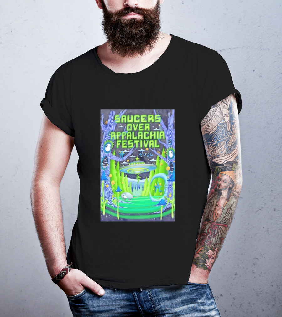 Saucers Over Appalachia Festival 2026 UFO Theme Bristol VA Jun 13 Forest Aliens T-Shirt