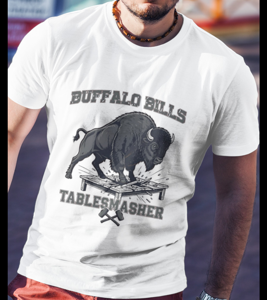 Buffalo Bills Table Smasher Buffalo Jumping Over Table T-Shirt