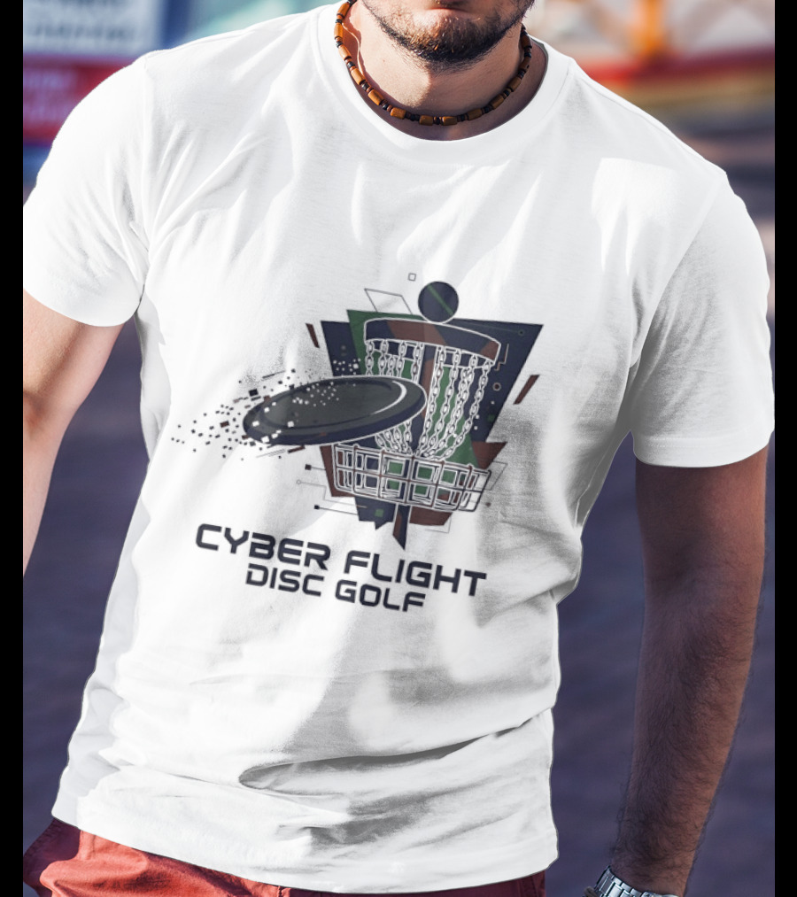 Cyber Flight Disc Golf Futuristic Basket T-Shirt