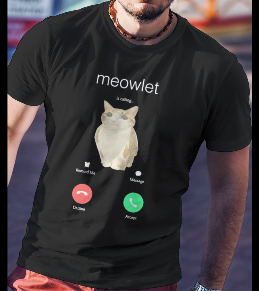 Meowlet Is Calling Remind Me Message Decline Accept Cat Image T-Shirt