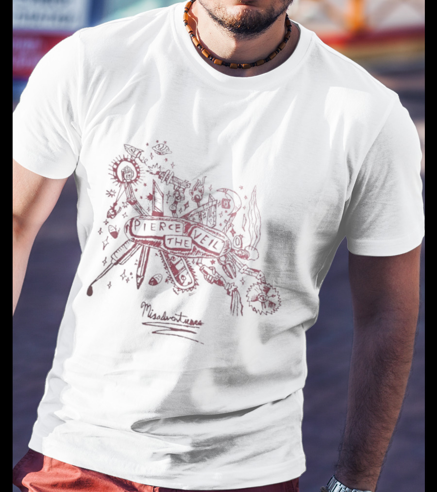 Misadventures Of Pierce The Veil Floral Skull Band Album T-Shirt