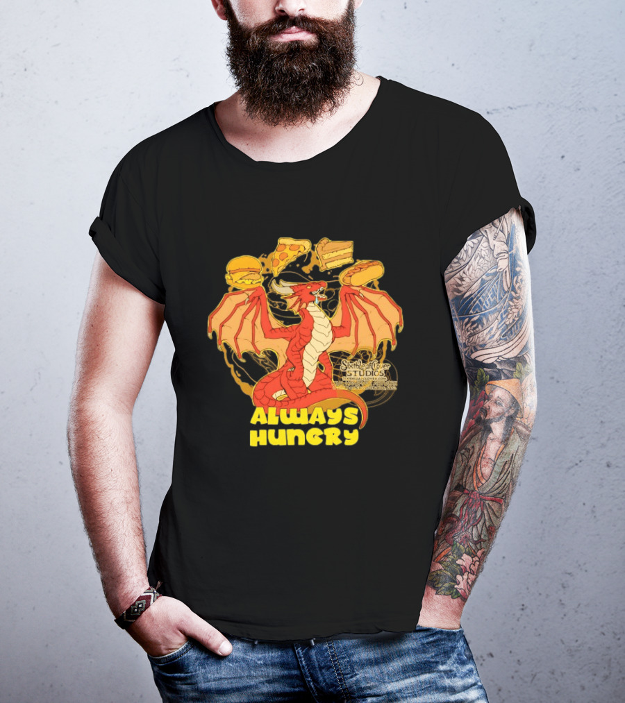 Always Hungry Dragon Pizza Burger Fast Food Sixleafclover Studios T-Shirt