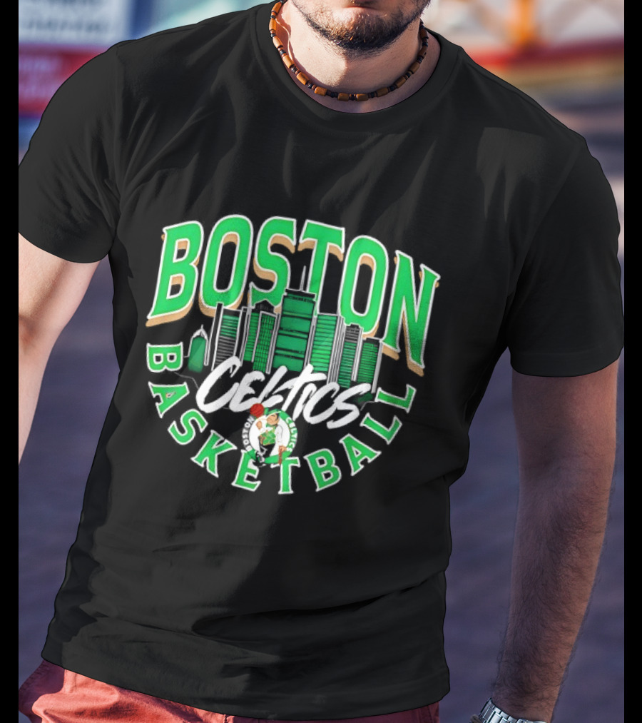 Boston Celtics Basketball City Skyline T-Shirt