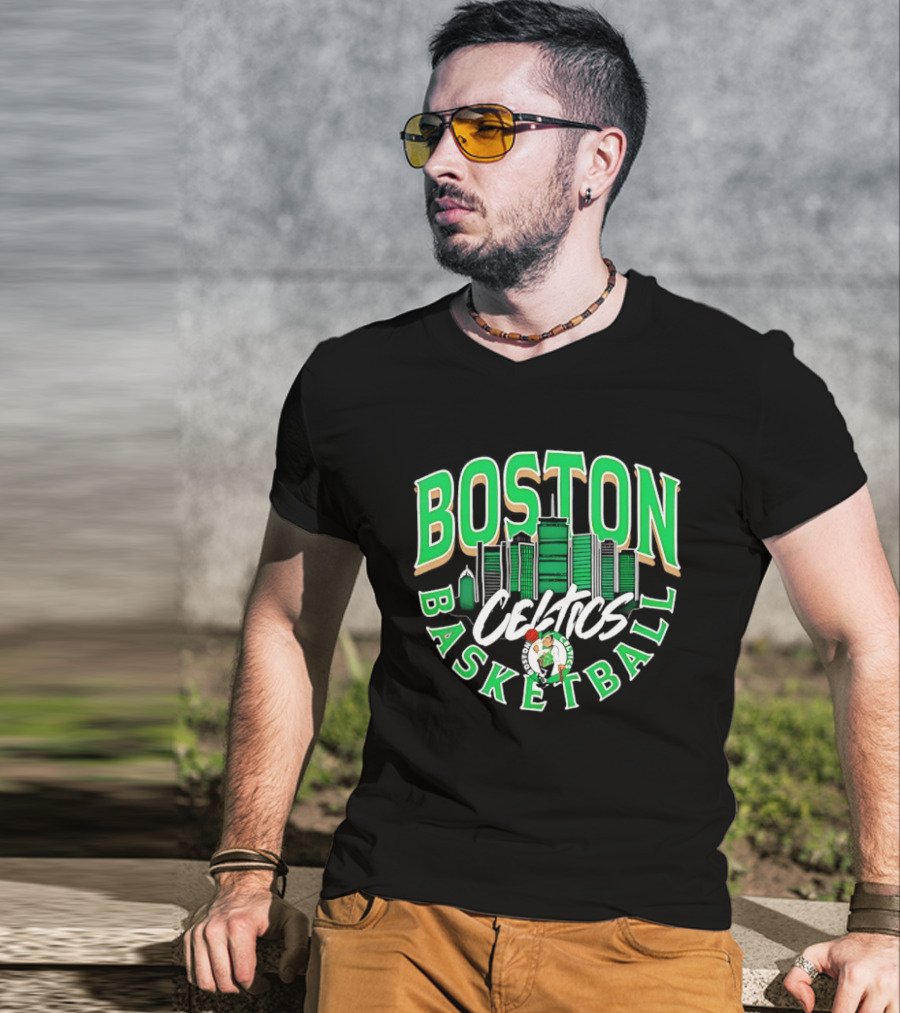 Boston Celtics Basketball City Skyline T-Shirt