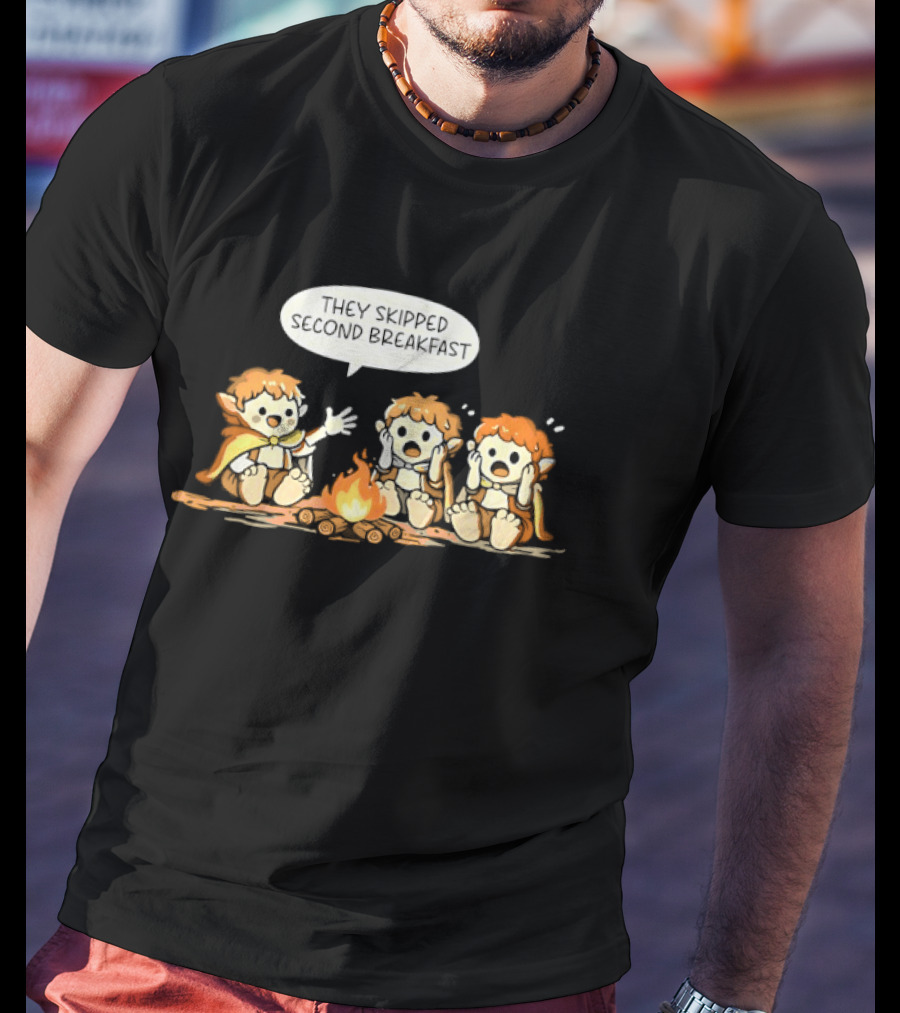 Elf Campfire Skipped Second Breakfast Conversation Scene T-Shirt