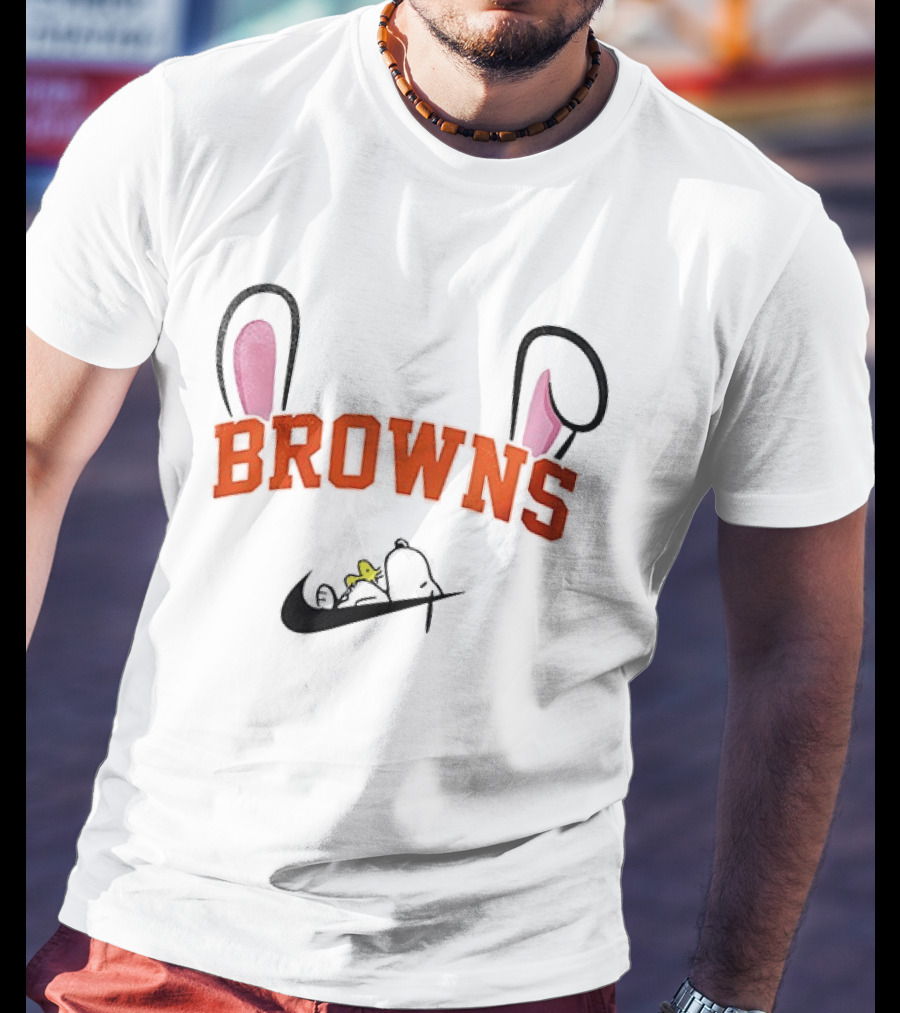 Cleveland Browns Peanuts Snoopy Woodstock Easter T-Shirt