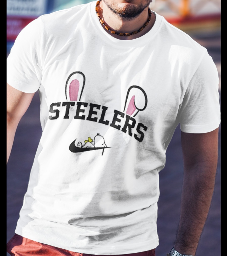Steelers Snoopy Easter Bunny Ears Peanuts Collaboration T-Shirt