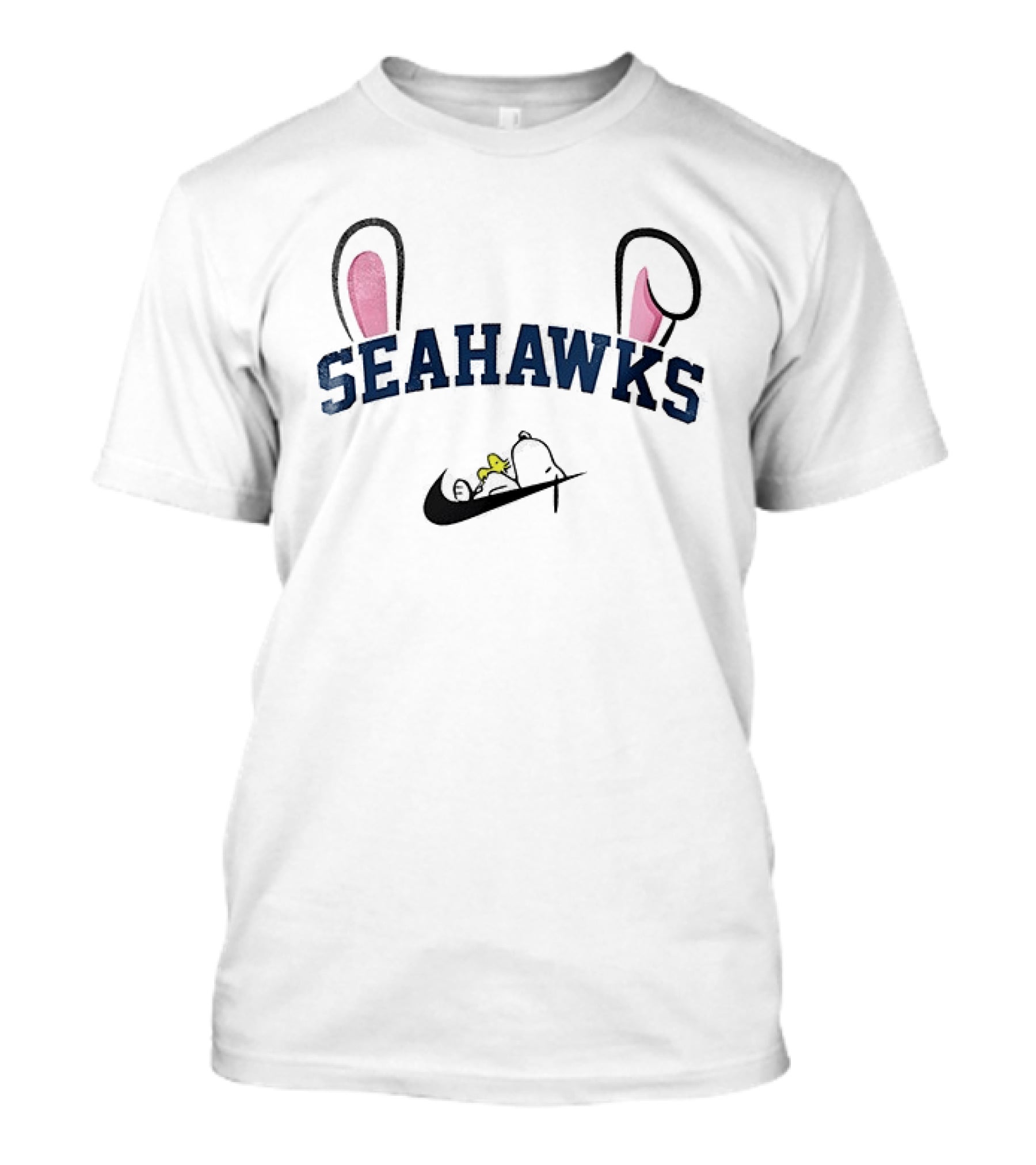 Seattle Seahawks Snoopy Easter Bunny Ears Nike Swoosh Woodstock T-Shirt