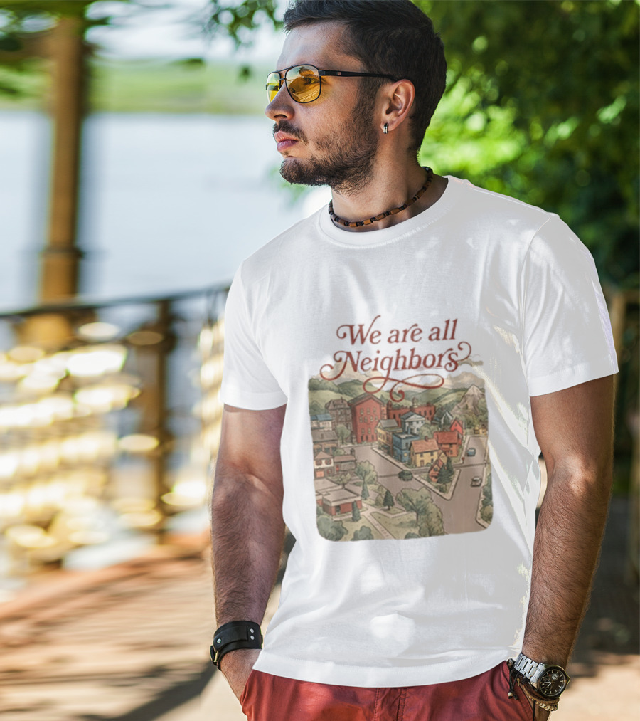 We Are All Neighbors Community Street Scene T-Shirt