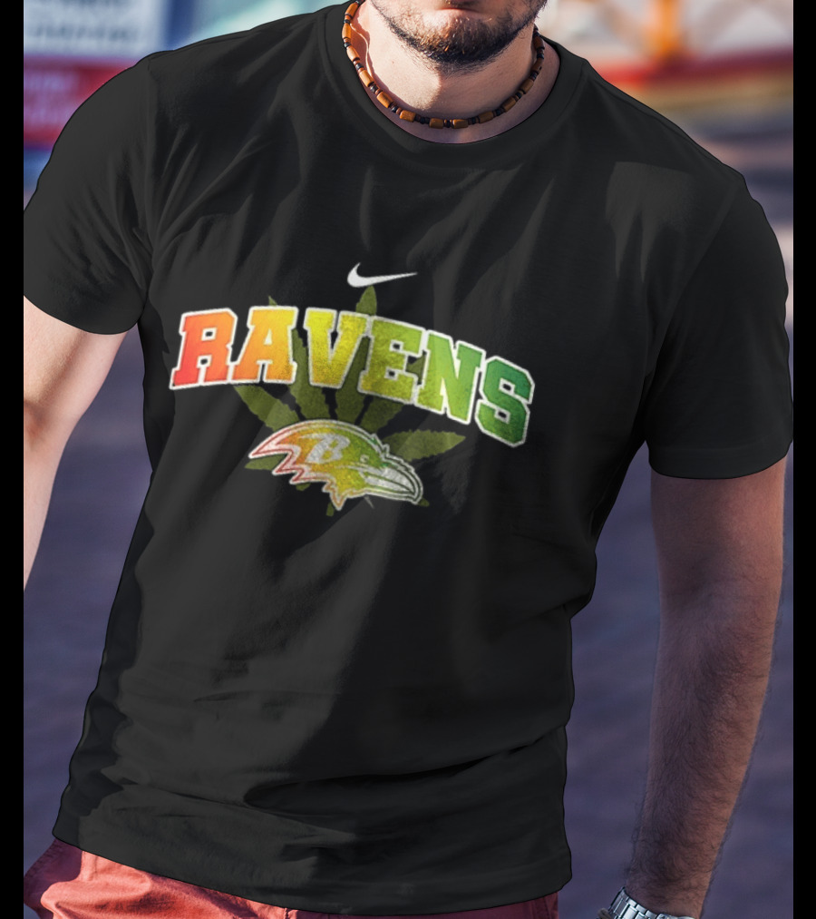 Baltimore Ravens Nike Bob Marley One Love Weed Leaf T-Shirt