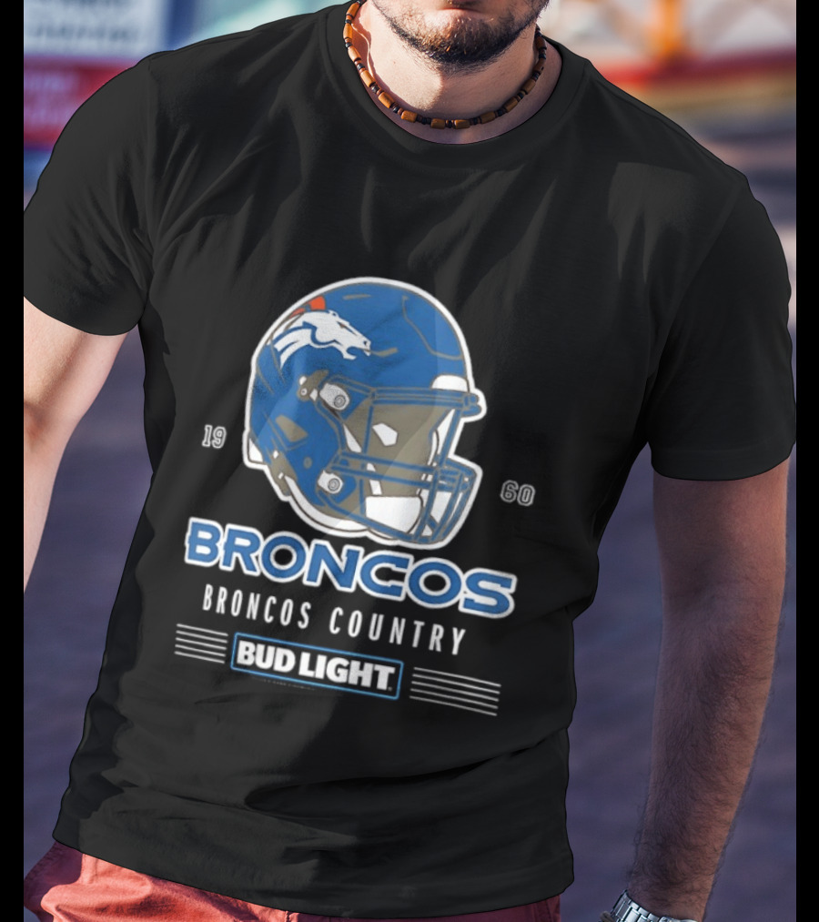 Broncos Country Bud Light NFL 1960 Helmet T-Shirt