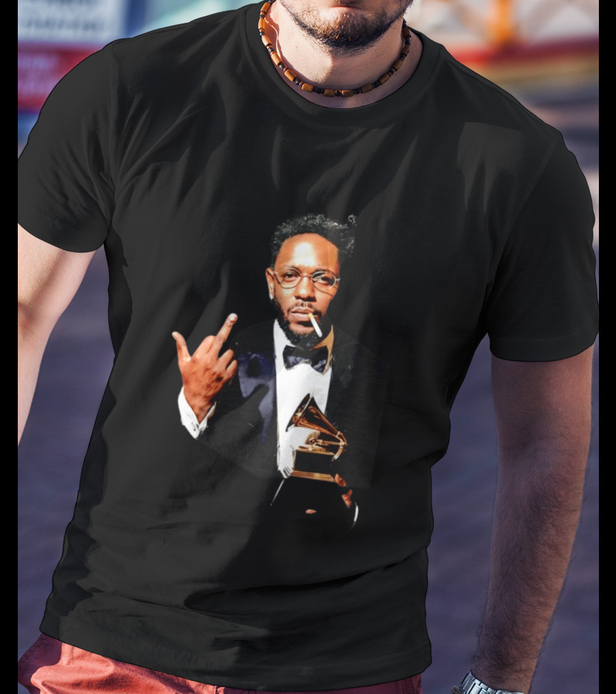 Kendrick Lamar Smoking Grammy Middle Finger Tuxedo T-Shirt