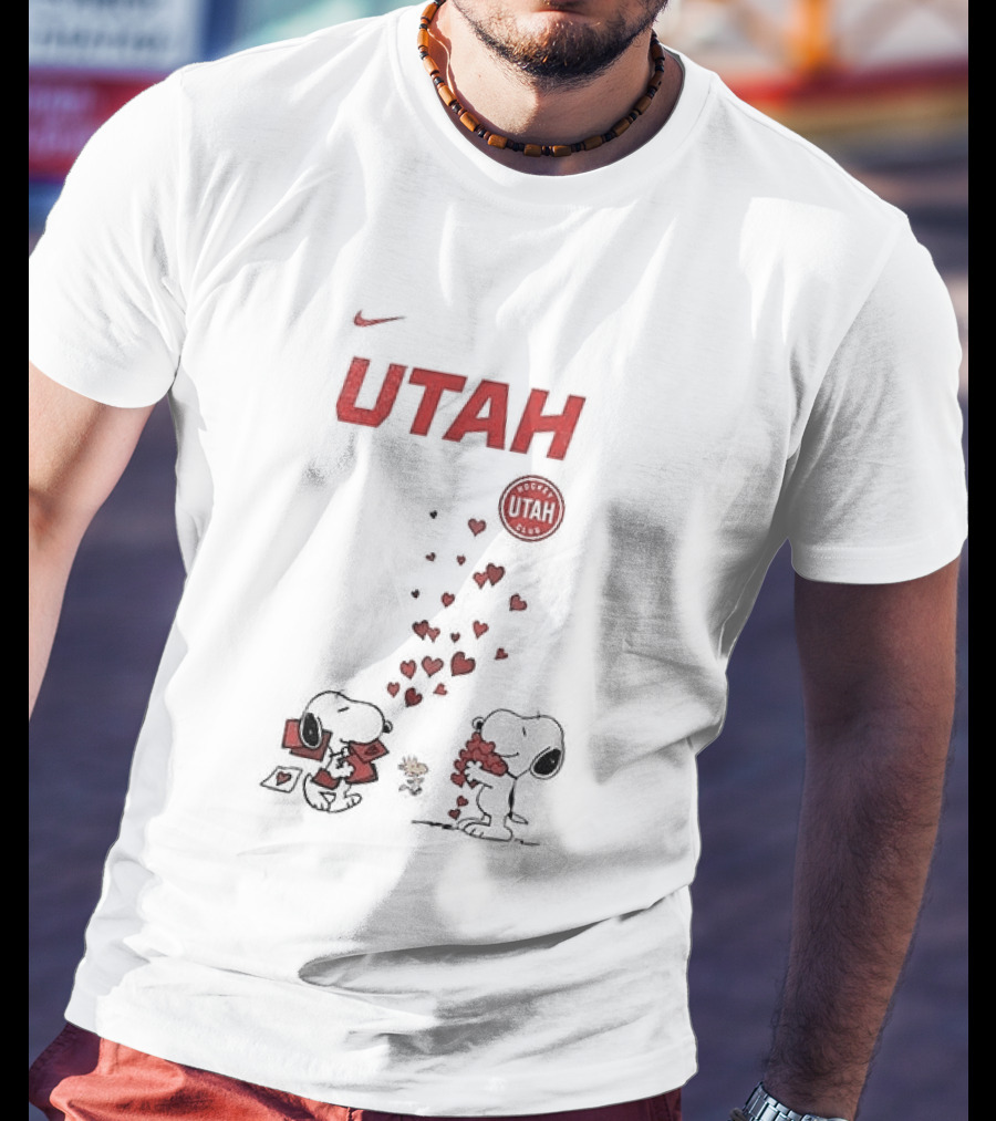 Utah Mammoth Snoopy Valentine Hearts Love U.S. T-Shirt