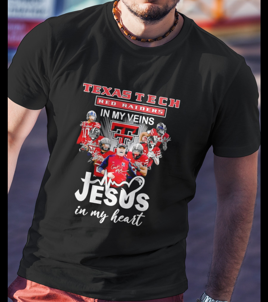 Texas Tech Red Raiders In My Veins Jesus In My Heart T-Shirt