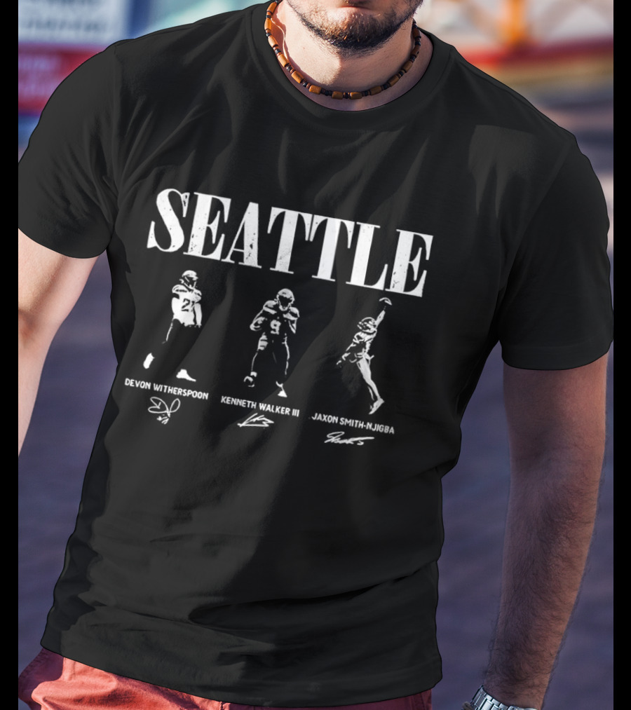Seattle Seahawks Devon Witherspoon Kenneth Walker III Jaxon Smith Njigba Signatures T-Shirt