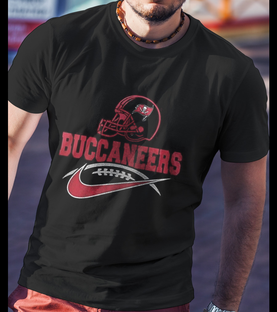 Tampa Bay Buccaneers Helmet And Nike Swoosh T-Shirt