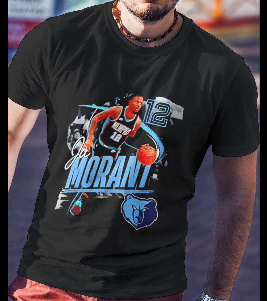 Ja Morant Memphis Grizzlies Number 12 Basketball Player Action T-Shirt