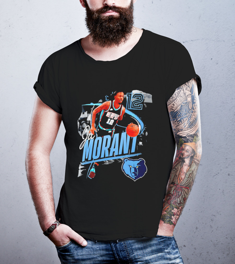 Ja Morant Memphis Grizzlies Number 12 Basketball Player Action T-Shirt