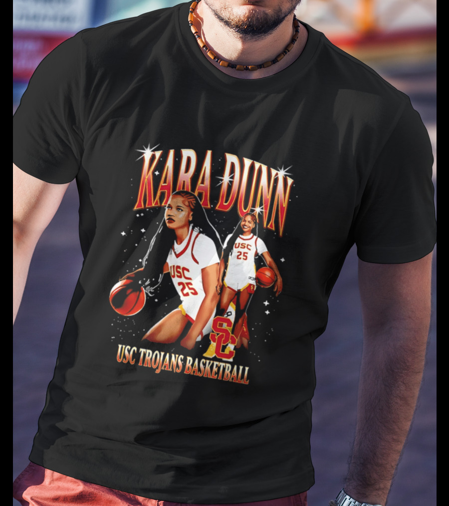 Kara Dunn USC Trojans Basketball Player Collage With Jersey 25 And Iconic SC T-Shirt