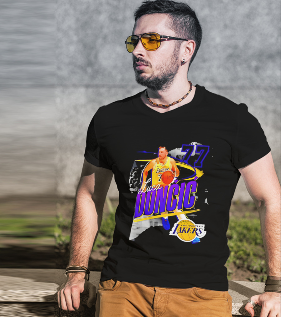 Luka Dončić Number 77 Los Angeles Lakers Basketball NBA 2026 T-Shirt
