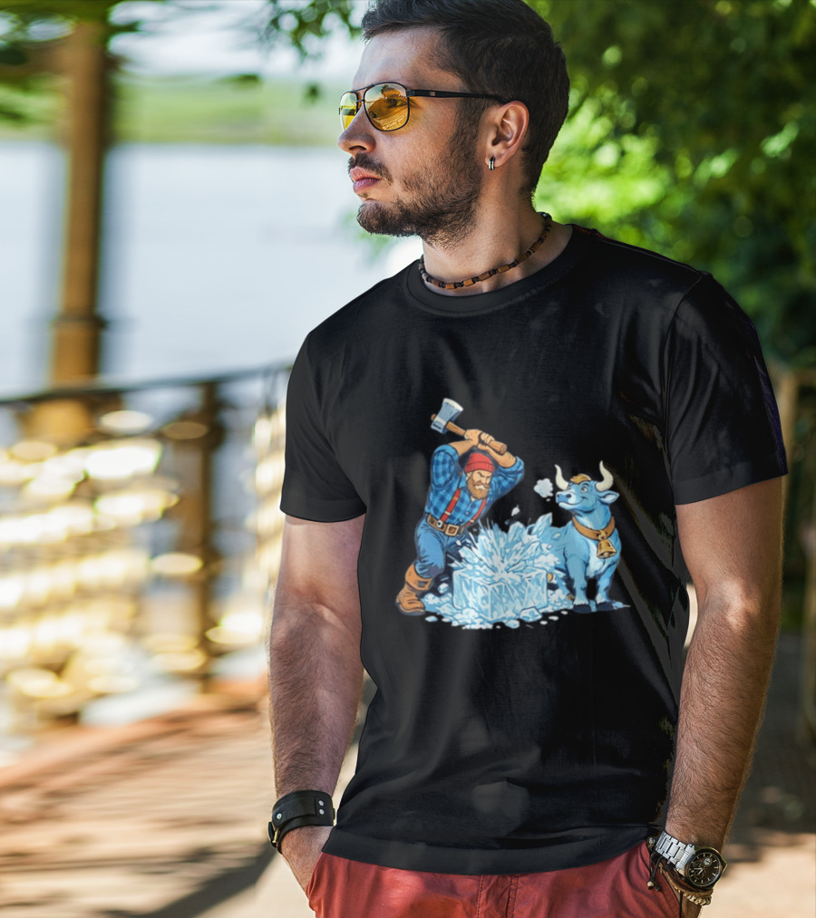 Minnesota Paul Bunyan Babe Blue Ox Breaking Ice Resistance T-Shirt