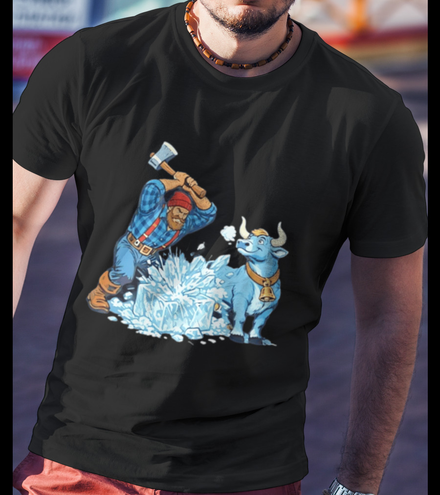 Minnesota Paul Bunyan Babe Blue Ox Breaking Ice Resistance T-Shirt
