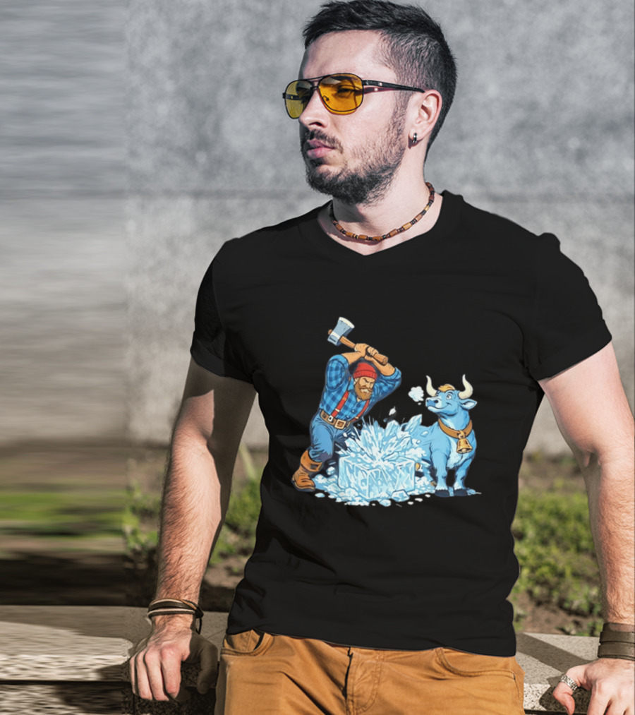 Minnesota Paul Bunyan Babe Blue Ox Breaking Ice Resistance T-Shirt