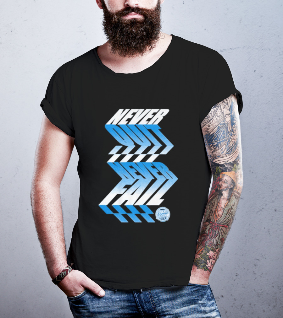 Robby Layton Never Quit Never Fail Blue Gradient T-Shirt