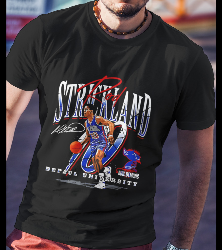 Rod Strickland DePaul University Blue Demons Basketball Number 10 T-Shirt