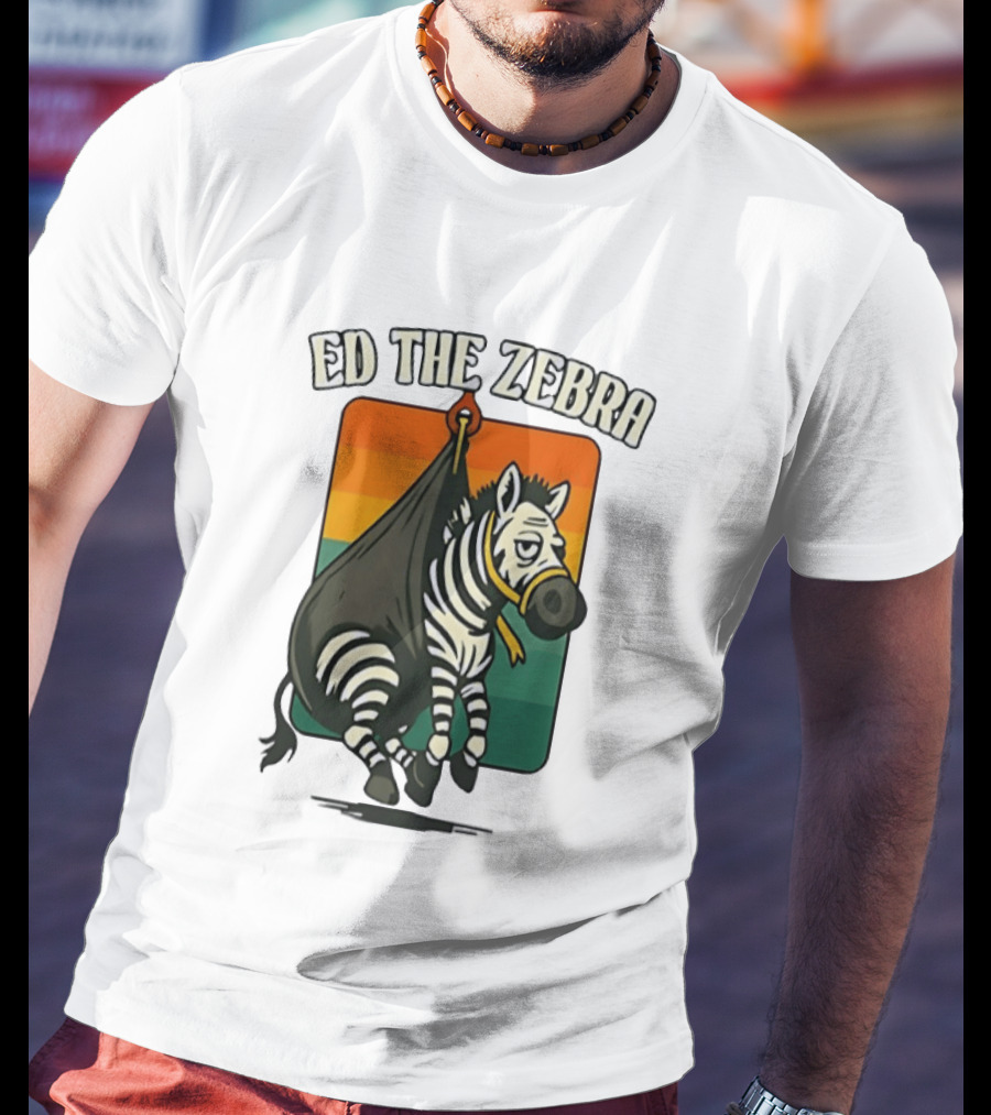 Ed The Zebra Retro Striped Capture Scene T-Shirt