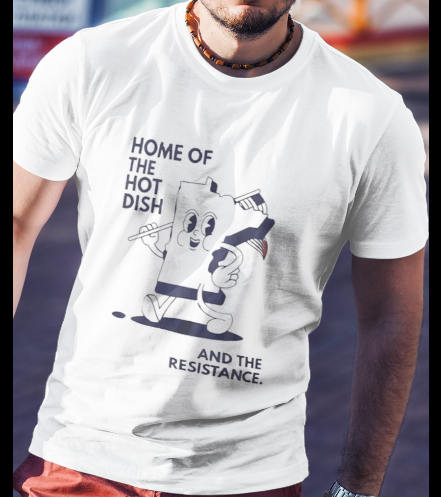 Home Of The Hot Dish Minnesota Map Holding American Flag And The Resistance T-Shirt