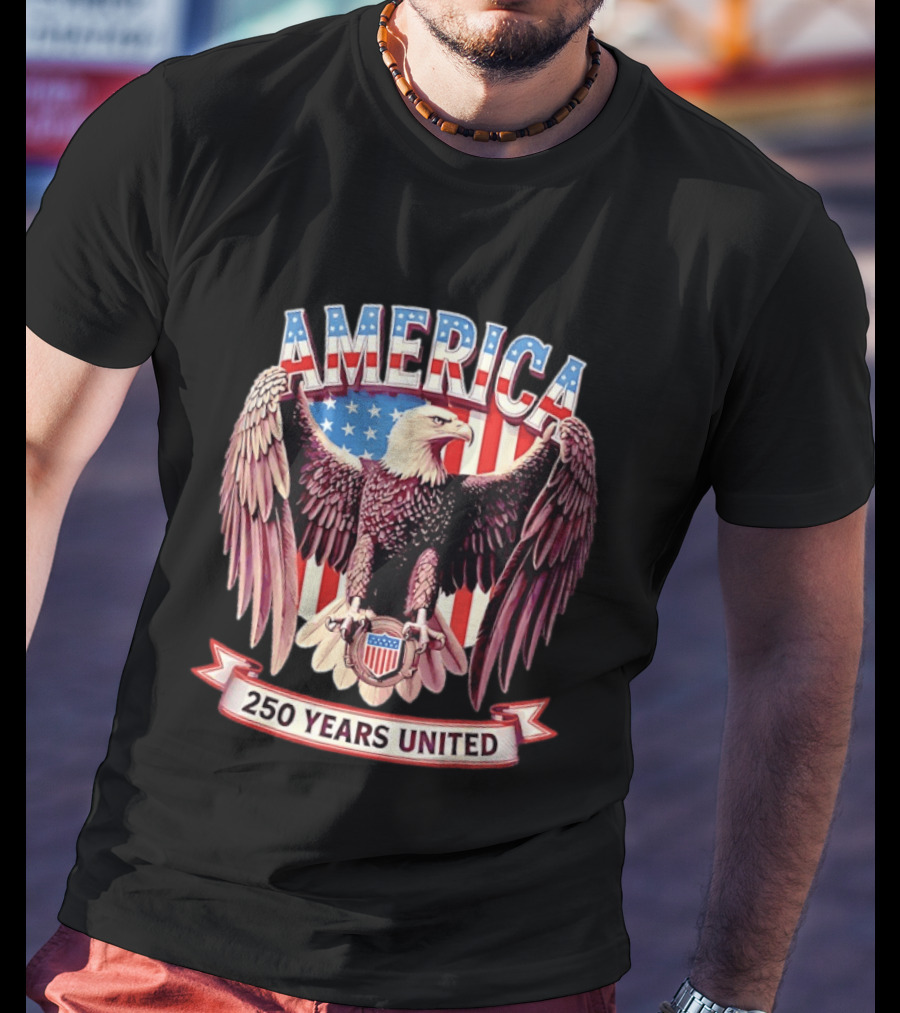 America Bald Eagle 250 Years United Patriotic Flag T-Shirt