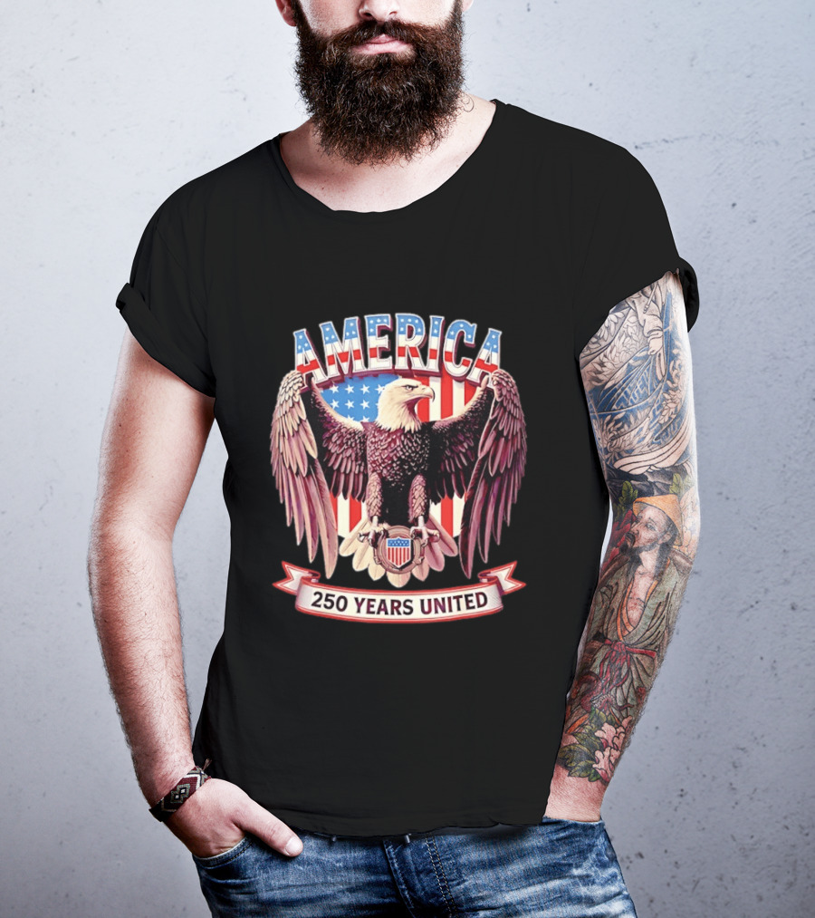 America Bald Eagle 250 Years United Patriotic Flag T-Shirt