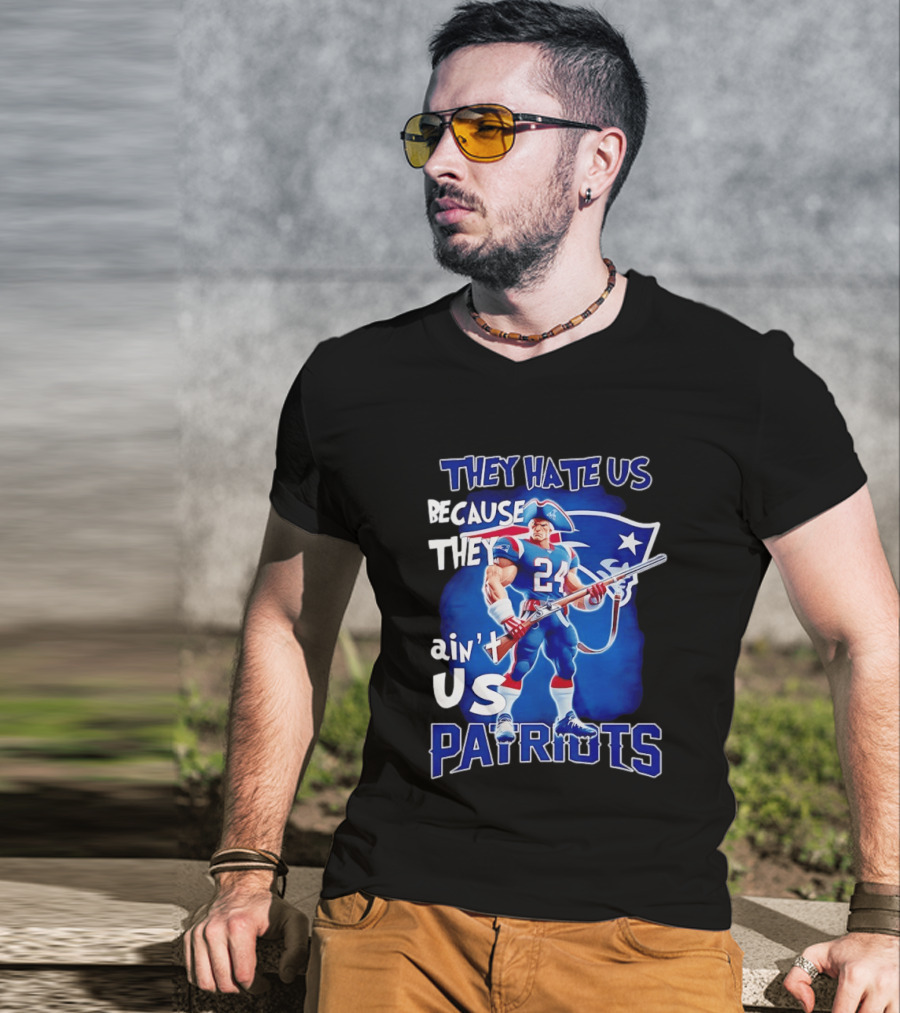 They Hate Us Because They Ain't Us Patriots 24 Holding Shotgun T-Shirt