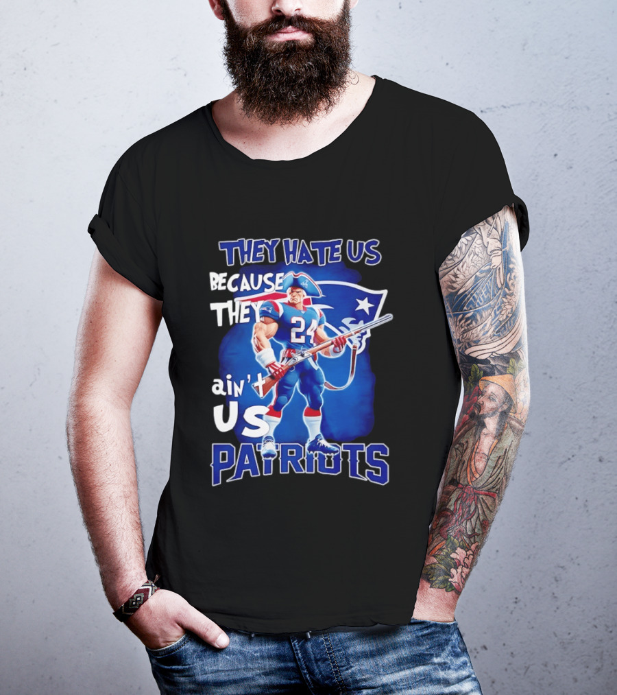 They Hate Us Because They Ain't Us Patriots 24 Holding Shotgun T-Shirt